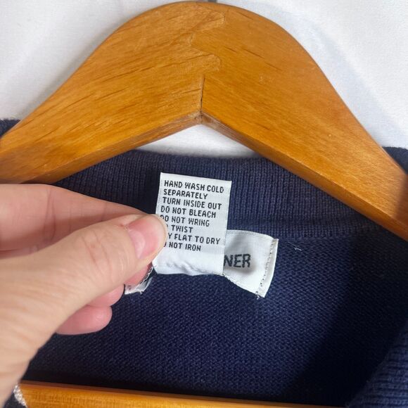 Nautical Embroidered Beaded Zip Up Short Sleeve Sweater Alfred Dunner Size Small - Picture 9 of 10